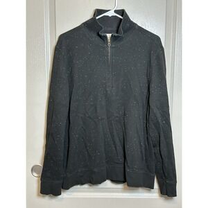 Billy Reid Mens Long Sleeve Donegal Half Zip Pullover Sweater Charcoal Large